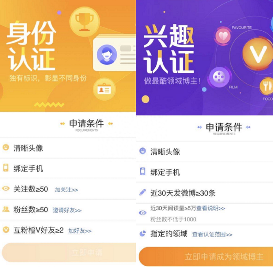 微博红V需要什么条件？和黄V、蓝V有什么区别？