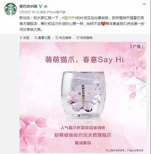 星巴克猫爪杯多少钱一个，为什么会受到热捧？